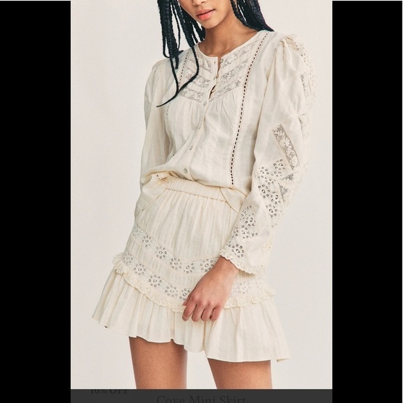 NWT LoveShackFancy Cove Skirt Ivory Size Large